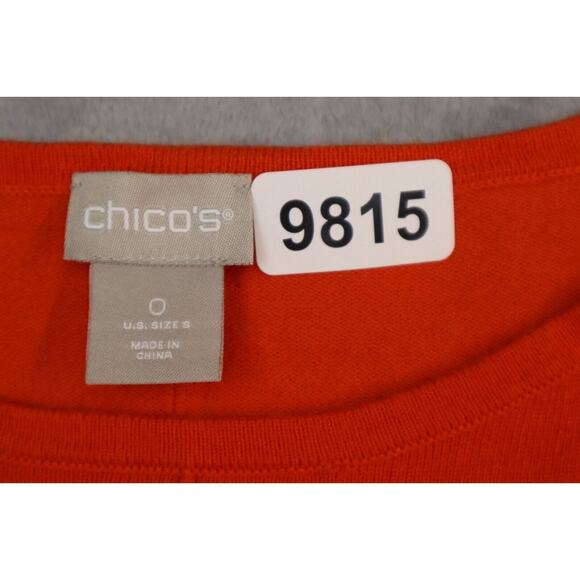 Chicos Womens Shirt 0 Orange Casual Lightweight Long Sleeve Plus Size Crewneck - Picture 2 of 16